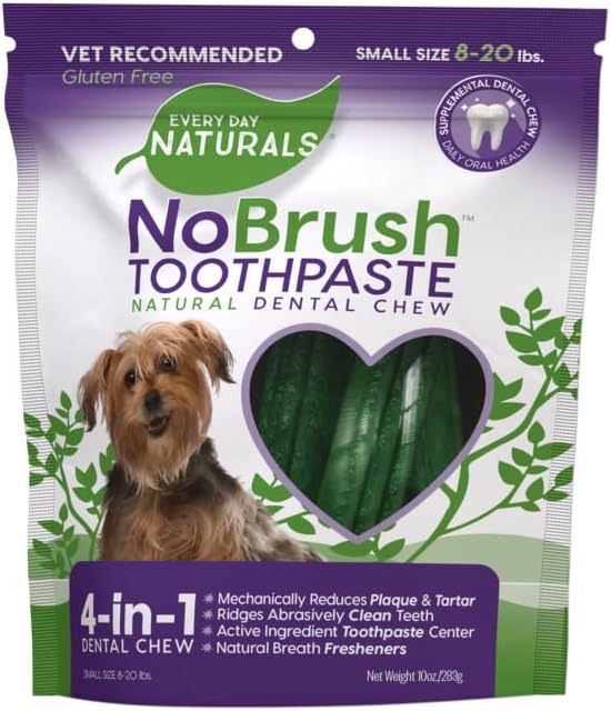 Every Day Naturals Dog Dental Chew, No Brush Toothpaste for Small Breeds, Freshens Breath, Unique Texture Helps Reduce Plaque & Tartar, 10 oz, 1 Pack