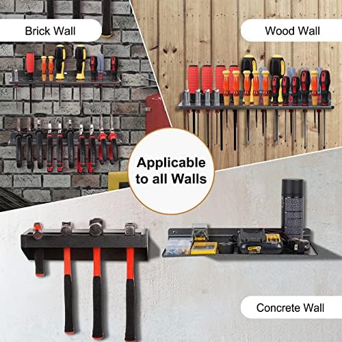 AHOWPD Screwdriver Organizer, Metal Plier Organizer Hammer Rack Screwdriver Holder Hand Tool Organizer and Storage Rack Wall Mount for Garage Workshop Workbench - 4 Pack