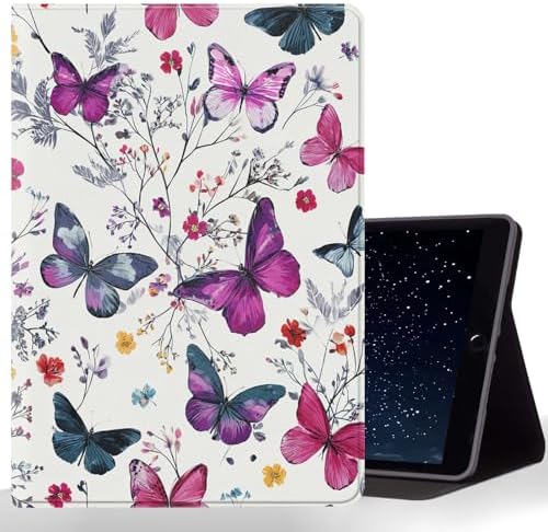 Tablet Case for iPad Air 11 Inch M3/M2 (2025/2024),iPad Air 5th/4th Gen (2022/2020),Shockproof Protective Cover with Stand,Auto Wake/Sleep,Butterfly Flower