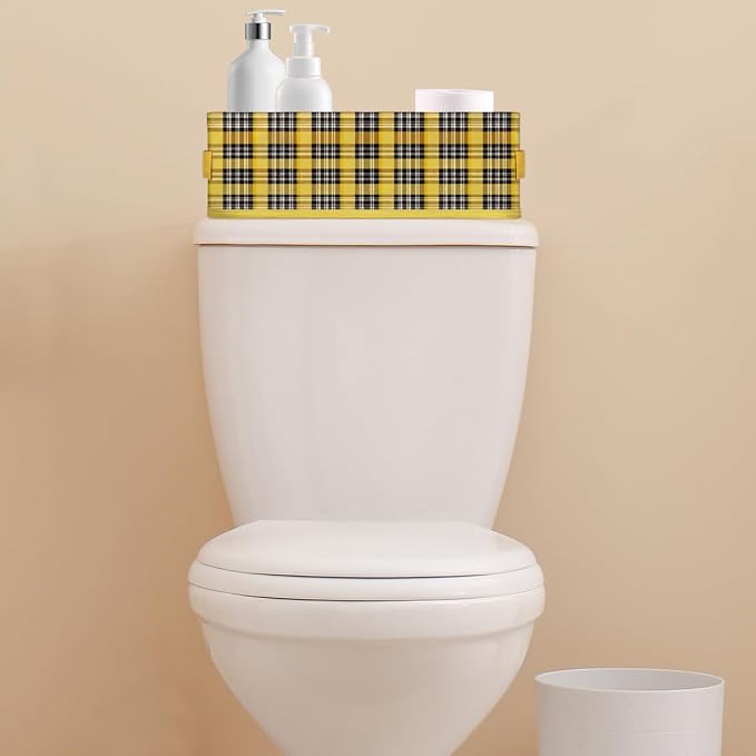 Chippendale Yellow Black Bathroom Storage Basket, Foldable with Handle Open Countertop Paper Towel Decorative Box, Toilet Tank Top Shelf Baskets for Home Closet Bedroom Living Room Offic