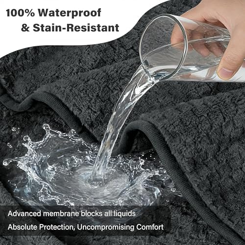 Catalonia Waterproof Dog Blanket, Reversible Leakproof Furniture Protector | Grey Fleece Mat for Small to Large Dogs & Cats, Helps Protect Sofa, Bed & Couch from Liquids, Urine & Messes, 30 x 40 Inches