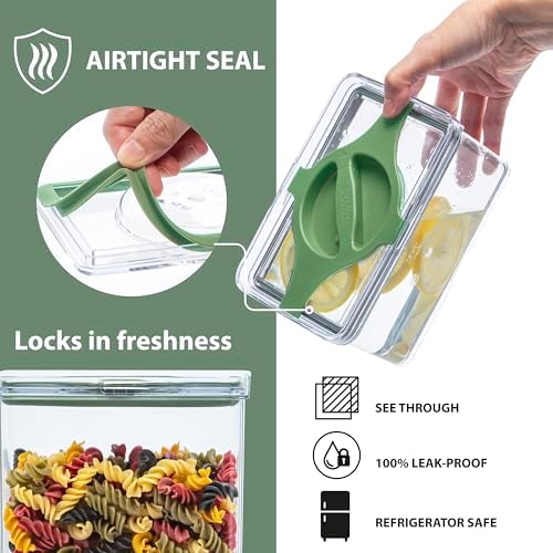 Airtight Pantry Storage Container 5 PC Set Twist-Lock Lid, Sand | 0.8qt, 1.9qt ×2, 3qt, 4qt Leakproof Detachable Lid for Easy Cleaning, Cereal, Pasta, Rice, Oats, Snack Storage BPA-free