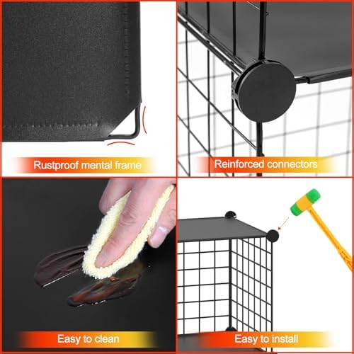 HUBSON Wire Cube Storage Organizer, Book/Toy/Craft/Potted Plants and petCloset Organizers and Storage Shelves?6-Cube Freely Combinable Metal Grids Storage Shelf,Black Plus Iron