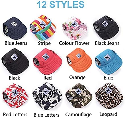 Leconpet Baseball Caps Hats with Neck Strap Adjustable Comfortable Ear Holes for Small Medium and Large Dogs in Outdoor Sun Protection (XL, Leopard)