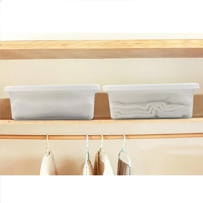 Wekioger 14 Quart Versatile Storage Organizer Bins with White Lids, 2 Packs