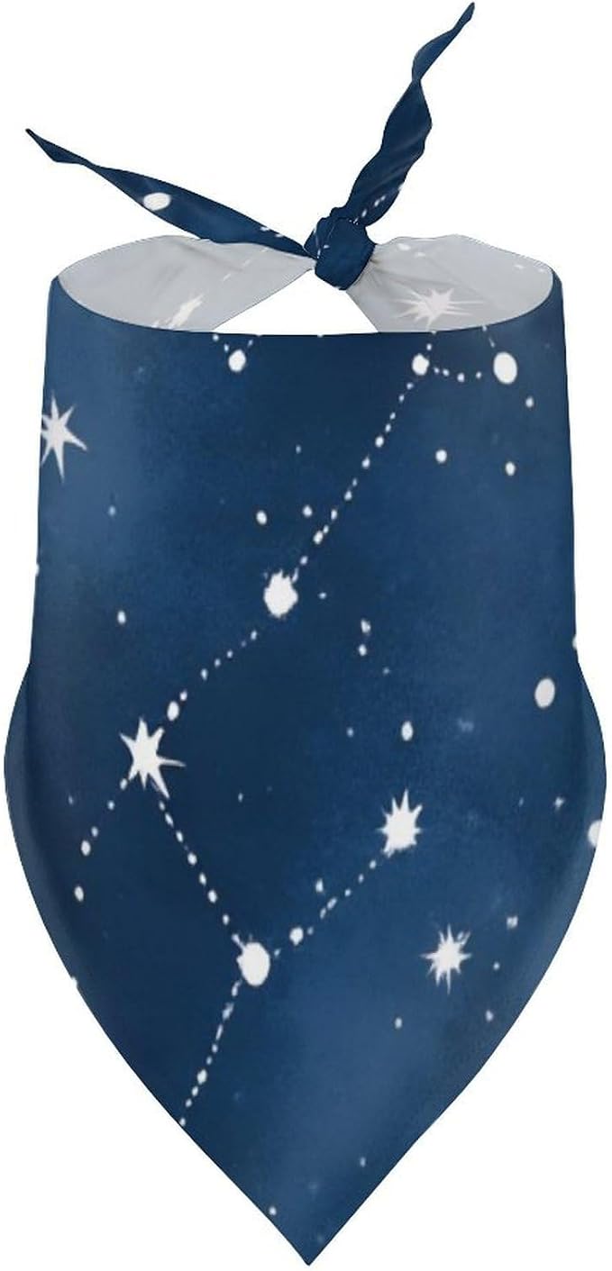 Lightweight Washable Pets Casual Fashion Scarf, Adjustable Comfy Constellation Galaxy Starry Night Stars Glow in The Dark Midnight Handkerchief for Wedding, Party, Daily Use