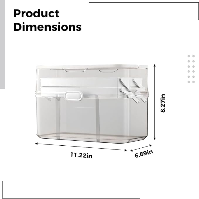 Medicine Storage Box, Large Capacity Portable Organizer with Handle, Three-Layer Medicine Box Organizer for Cabinet, Foldable Medicine Organizer for Home and Travel, with Removable Mini Case
