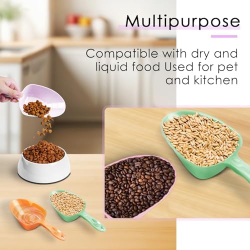 Melamine Pet Food Measuring Scoop, 1 Cup 1/2 Cup 1/4 Cup with Clear Measurement Lines for Dog, Cat, Bird, and Rabbit, Durable, Ergonomic Handle, Dishwasher safe-Purple