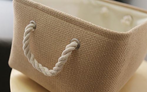Large Storage Basket - Fabric Storage Baskets for Organizing Shelves, Collapsible Storage Bin Organizer for Closet Bookself Laundry Dog Toy Home Organization, Decorative Beige Basket Gift