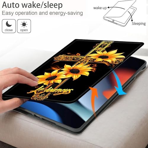 Bxgolkgd Tablet Case for Samsung Galaxy Tab A9 Plus/A9+ 5G 11 Inch 2023(SM-X210/X215/X216/X218),Shockproof Stand Cover with Heat Dissipation,Auto Wake/Sleep Function,Sunflower Cross