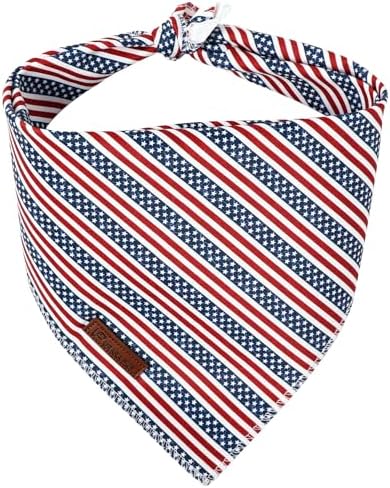 4th of July Dog Bandana, Patriotic Puppy Bandana for Small Medium Dog, Cotton American Flag Pet Triangle Bid Scarf Kerchief for Girl Boy Dogs or Cats