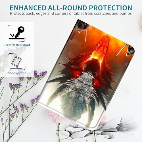 Case for Samsung Galaxy Tab S10 Ultra 2024/S9 Ultra 2023/S8 Ultra 2022 14.6", 360 Degree Rotating Stand with Multi-Angle Vertical Shockproof Shell for Women Men, Grey Flame Dragon