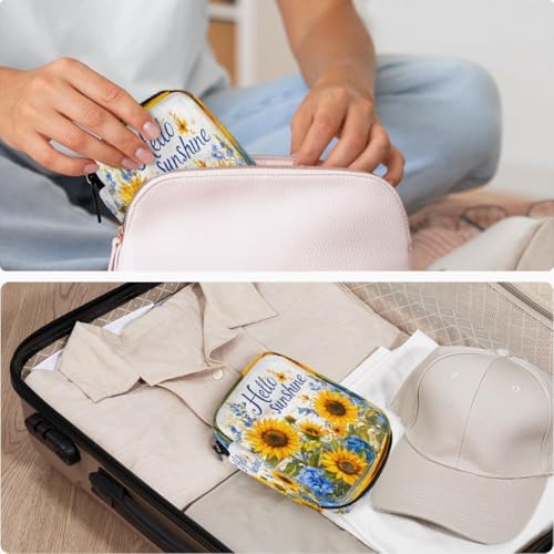 Pill Organizer Box Flowers Sunflower Spring 7-Day Weekly Medicine Pill Case Travel Pill Container Portable Pill Holder Storage Purse Bag Small Compact Size for Vitamin Supplement Birth Control