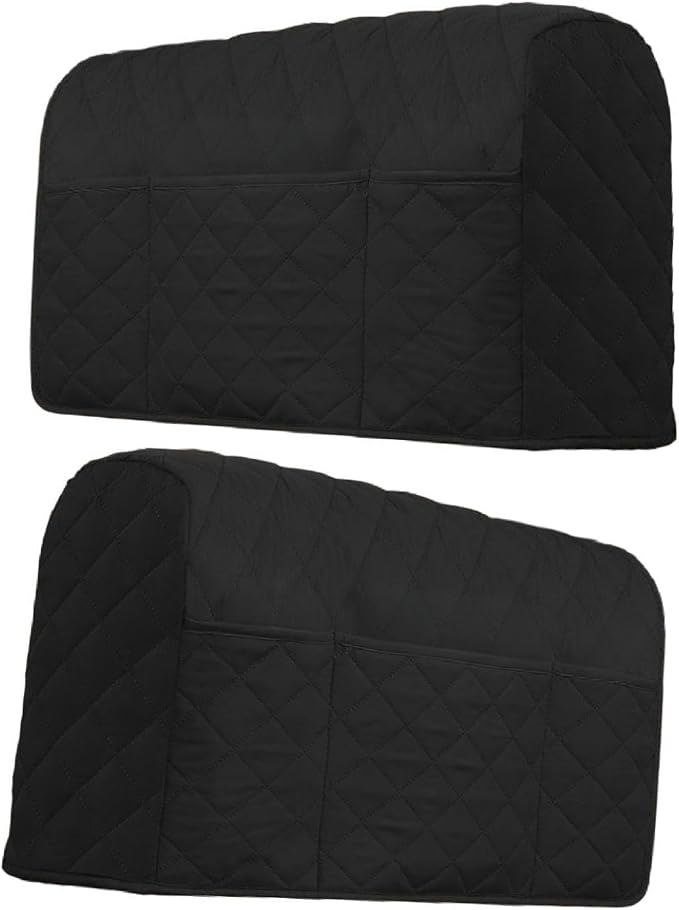 1 Pair Armrest Cover Sofa Armrest Covers with Pockets Organizer Waterproof Slipcover Couch Protector Removable Washable Non Slip Suitable for Living, Black