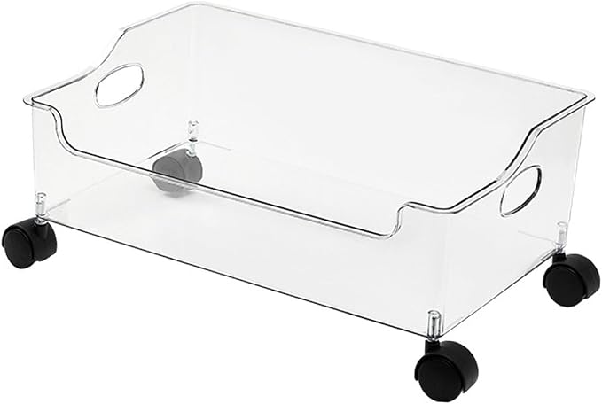 Portable Rolling Book Box Efficient Magazine Storage Organizer with Wheels for High School Students Classic Textbook Arrangement Can, Made From PET
