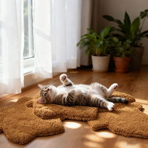 3 Pack Self Warming Pet Bed Leaf Shape Self Heating Cat Dog Mat Washable Thermal Sleeping Pad for Indoor Outdoor Hedgehog, Bunny, Sugar Glider, Rat, Chinchilla(Orange,Small-16 x20)