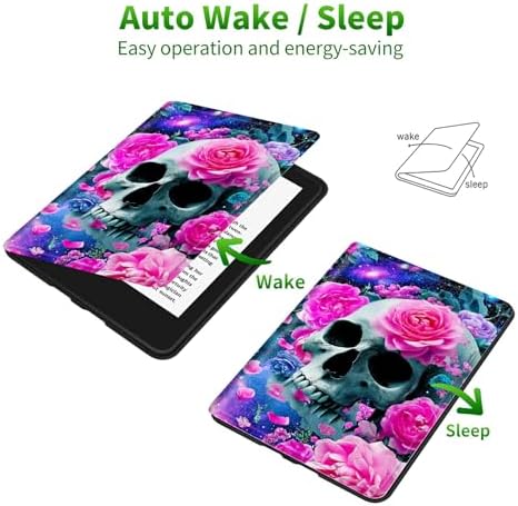 for Samsung Galaxy Tab S5e 10.5" 2019 SM-T720/T725 Case | Slim Leather Smart Cover with Multi-Angle Anti-Slip Stand [Auto Wake/Sleep] Shell for Women Men, Rose Pink Skull
