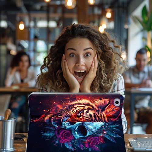 for Microsoft Surface Pro 8-13" 2021 Tablet Case,Auto Wake/Sleep,Adjustable Stand Protective Cover - Tiger Skull