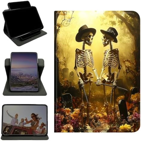 Case for Samsung Galaxy Tab A7 10.4" 2022/2020, 360 Degree Rotating Stand with Multi-Angle Vertical & Horizontal Viewing Shockproof Protective Shell for Women Men, Forest Skull Leaf
