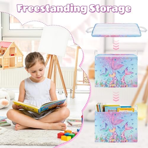 Collapsible Storage Basket Collapsible Fabric Laundry Basket with Handles | Spacious 15.7"×11.8"×11.8" size Folding Design Easy to Store Sturdy Fabric with Reinforced Handle Easy to Clean