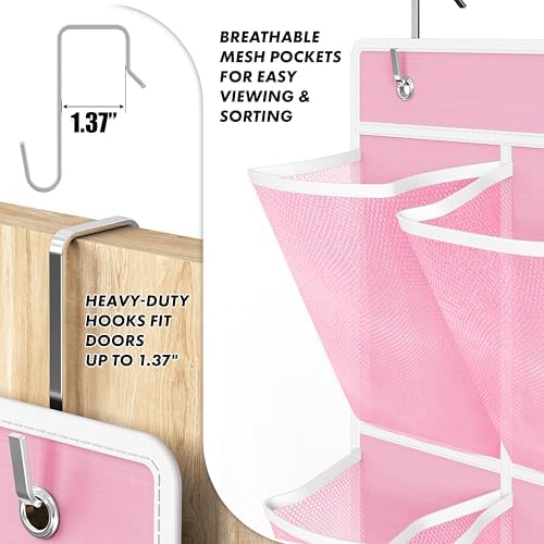 Simple Houseware 12 Pockets Large Over Door Shoe Organizer, 2 Pack, Pink