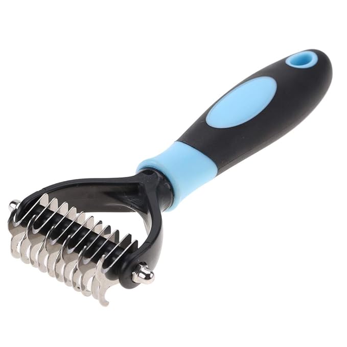 Deshedding Dog Brush, Cat Brush Dog Brush for Shedding Dog Rake Double Sided Undercoat Rake Comb for Detangling, Deshedding Pet Grooming Brush for Small, Medium Dogs and Cats