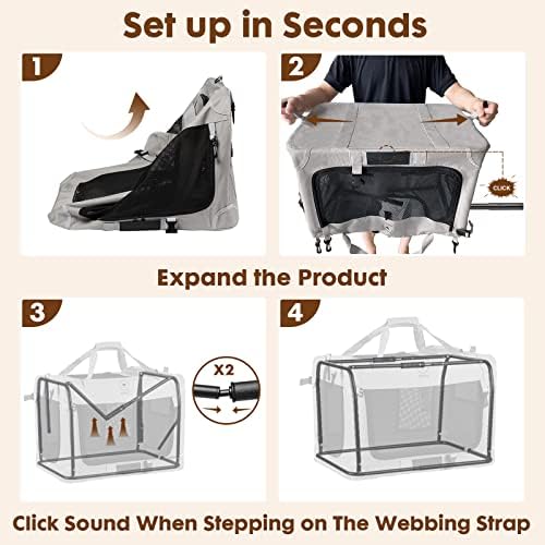 PEGIC Extra Large Cat Carrier for 2 Cats, Grey, X-Large | Portable Soft Sided, 24"×16"×16", Indoor and Outdoor Uses, For Car Traveling, Vest Visits