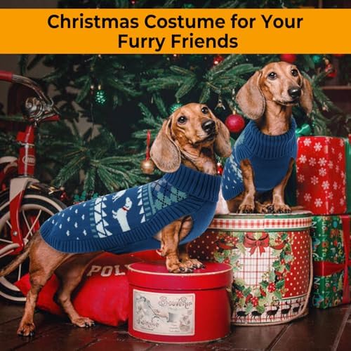 Lelepet Dachshund Sweater Turtleneck Dog Sweaters for Small Dogs (XS-XL) | Pullover Knitted Dog Coat,Cold Weather Dachshund Clothes,Fall/Winter Cozy Outfit for Wiener Dogs,Stretchy Knitwear,Slate Blue
