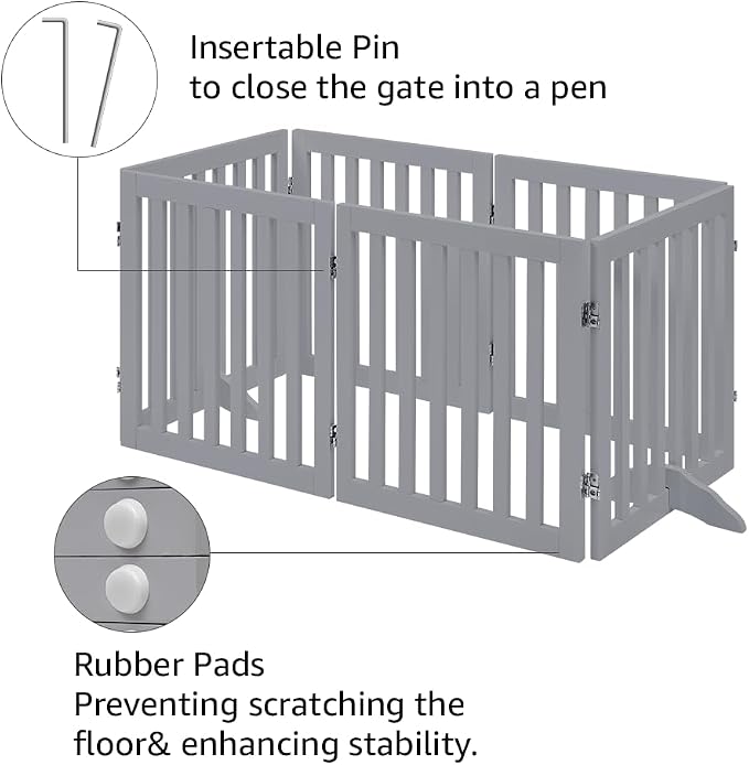 unipaws 120" Extra Wide Pet Gate and Pet Playpen Combination for Dog Cat | 24” Height Free Standing Dog Gate for Doorways, Stairs, Foldable Puppy & Room Divider, Indoor Use