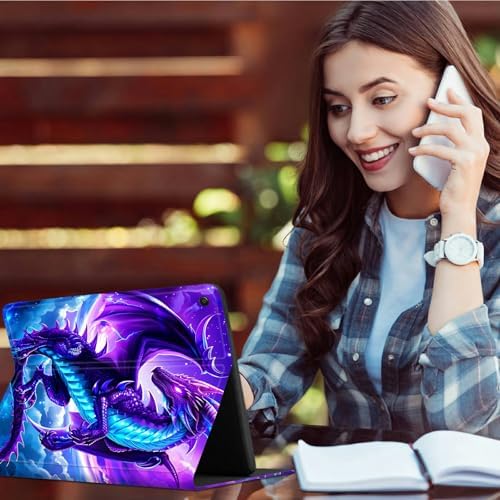 Case for Samsung Galaxy Tab A8 10.5" 2022 Model (SM-X200/X205/X207) | Slim Leather Smart Cover with Multi-Angle Anti-Slip Stand [Auto Wake/Sleep] Shell for Women Men - Galaxy Purple Dragon