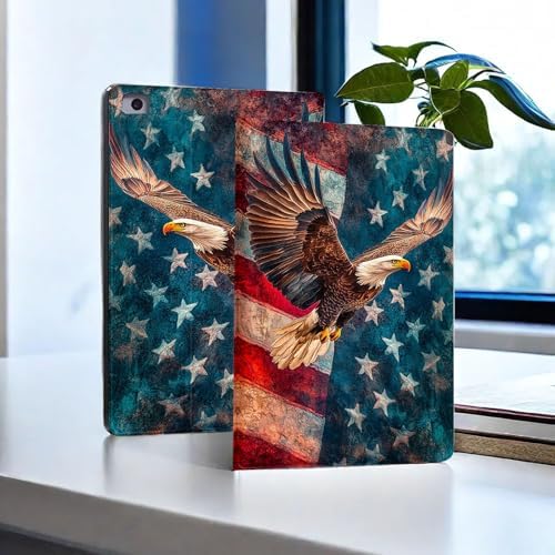 for Microsoft Surface Pro X/Pro X Plus-13 2019/2020/2021/2024 Tablet Case,Auto Wake/Sleep,Adjustable Stand Protective Cover - American Flag Eagle