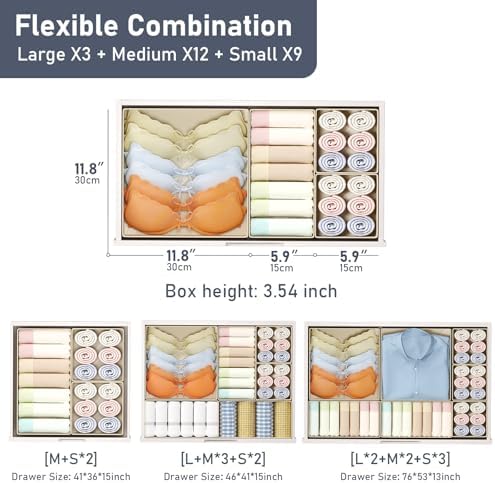 DIMJ Drawer Organizer Clothes Storage - 24 Pack Baby Dresser Organizer for Nursery, Small Fabric Closet Drawer Organizer Bins for Underwears Socks, Foldable Storage Dividers Organization for Bedroom