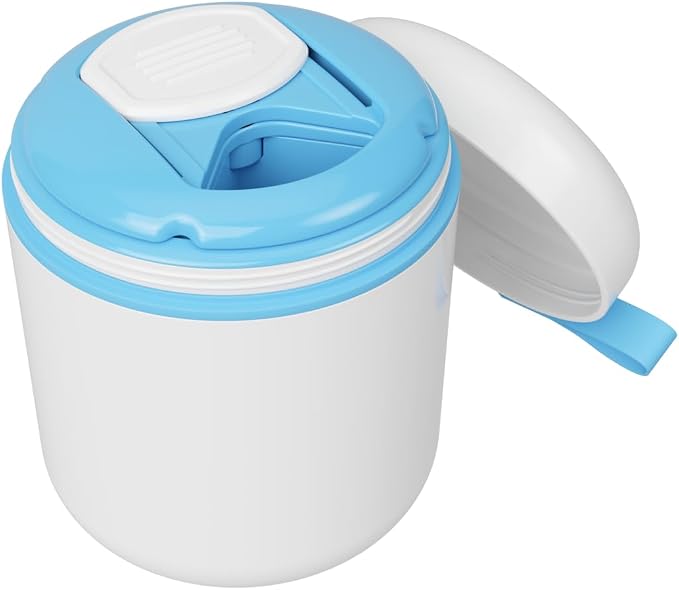 Ezy Dose Mini Vitamin Organizer, Multi Compartments, White & Blue, Large | Portable and Compact Design, Easy Access Sliding Pill Dispenser, Supplement Organizer with Anti-Mix Design, Travel Friendly