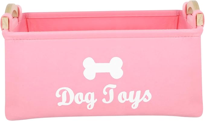 Pink Felt Dog Storage Box with Handles Large Pet Organizer Basket for Home Lightweight and Portable Bin for Dog Clothes Food Convenient Storage for Pet Owners