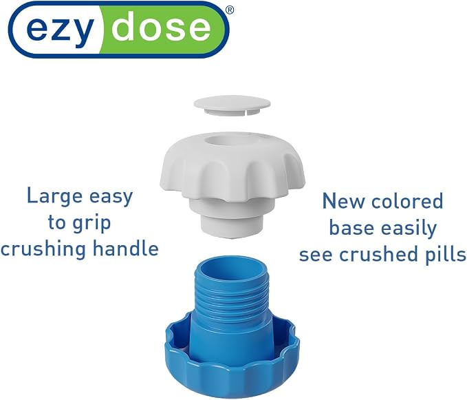 Ezy Dose Pill Crusher & Tablet Grinder, Storage Compartment, Large, Blue | Pill, Vitamins, Tablets, Crusher for Pets, Elderly, Crushes Medications into Fine Powder, Easy-to-Use Design, BPA Free