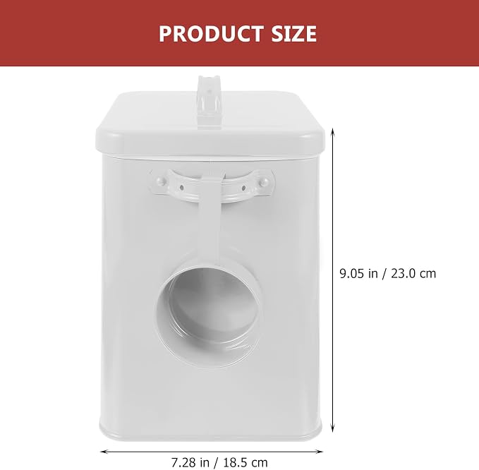 Amosfun Metal Food Storage Bucket with Lid 9.05X7.28X6.49 in Iron Canister for Laundry Powder Dog Treats Dry Food Pantry Cabinet Storage Kitchen Countertop Organizer