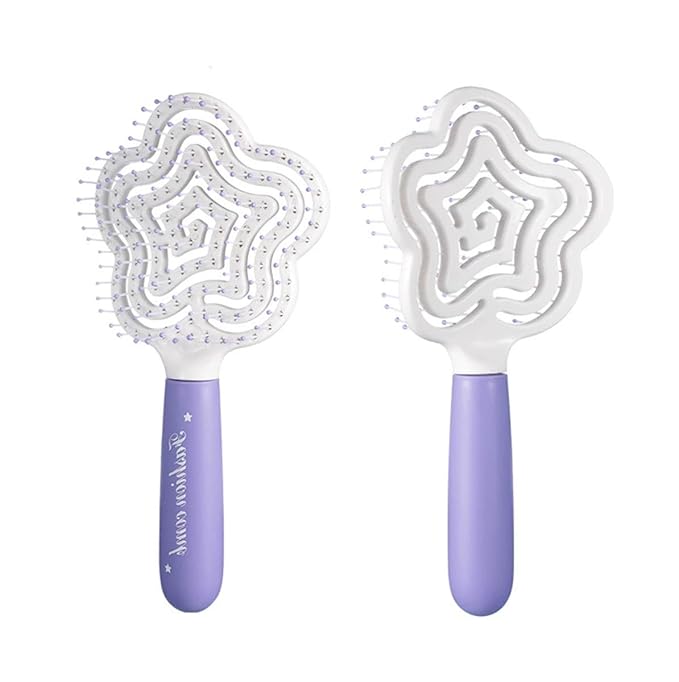 Star Shape Small Dog Brush - Soft Grooming Puppy Massage Brush, Pet Hair Bathing Brush Comb, Hangable Grooming Tool for Poodles, Teddy, Yorkies, Maltese, Shih Tzu, Chihuahua (Purple)