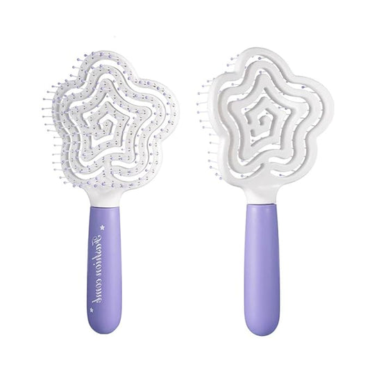 Star Shape Small Dog Brush - Soft Grooming Puppy Massage Brush, Pet Hair Bathing Brush Comb, Hangable Grooming Tool for Poodles, Teddy, Yorkies, Maltese, Shih Tzu, Chihuahua (Purple)
