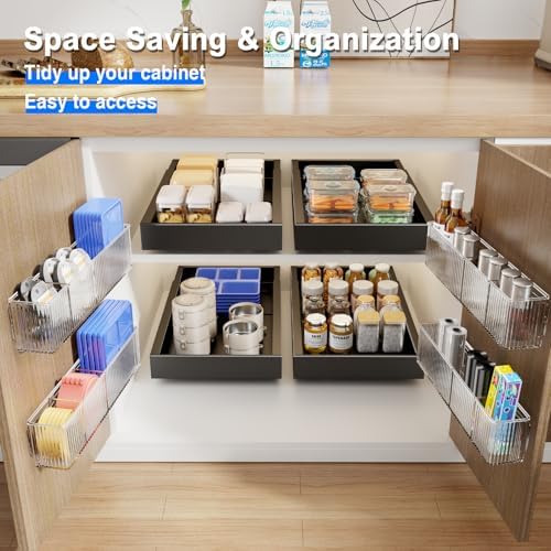 MUSTORN 2 Pack Adhesive Cabinet Door Organizer, Lid Organizers Inside Cabinet Spice Rack Food Container/Tumbler Lids Holders for Kitchen & Bathroom Wall Mounted(Acrylic)