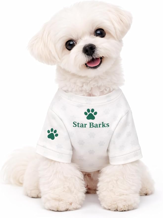 Luxury Designer Dog T Shirt – Trendy Puppy Clothes for Small Dogs, Fashion Pet Tee for French Bulldogs & Chihuahuas, Everything Chic Dog Apparel (StarbarksTee, Medium)