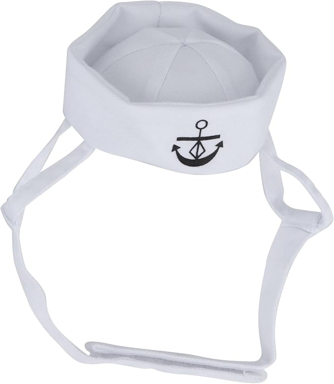 Zopsc Pet Sailor Suit Cotton Cat Adjustable Hat and Cloak Set | Adjustable Cat Hat, Cotton Cloak Set with Hook and Loop Strap for Christmas, Halloween Party
