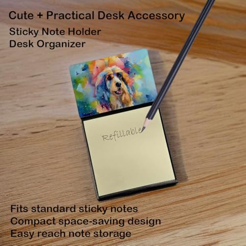 Caroline's Treasures Afghan Hound Hippie Dawg Sticky Note Holder Refillable Dispenser Self-Sticky Note Pads, Memo Pads Blank Desk Accessories
