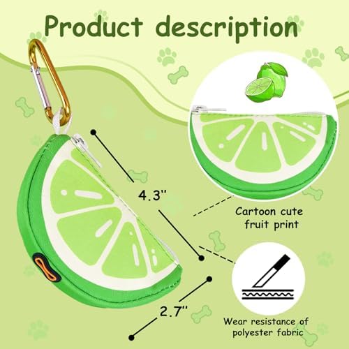 Dog Poop Bag Holder for Leash Lime Shape Pet Outdoor Accessory | Thin Lightweight Dog Waste Bag Carrier with Storage Pouch, Leash Attachment for Walking, Travel, Beach