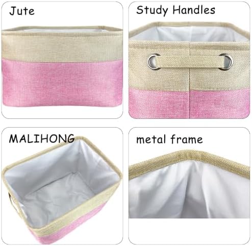 Custom Storage Basket with Cute Dog Pit Bull Collapsible Sturdy Fabric Pet Toys Fabric Dog Toy Storage Bin Cube with Handles for Organizing, Pink and White