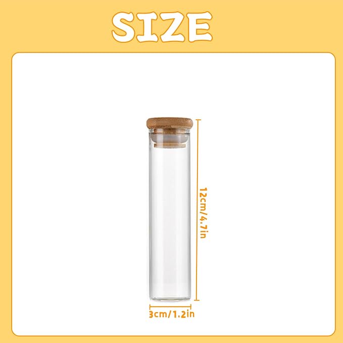 4 PCS Cat Whisker Jars with Bamboo Cover, 1.8'' In Diameter, 4.7'' High Transparent Pet Hair Glass Memorial Bottle, Memorial Gifts for Cat Lover, 60 ml