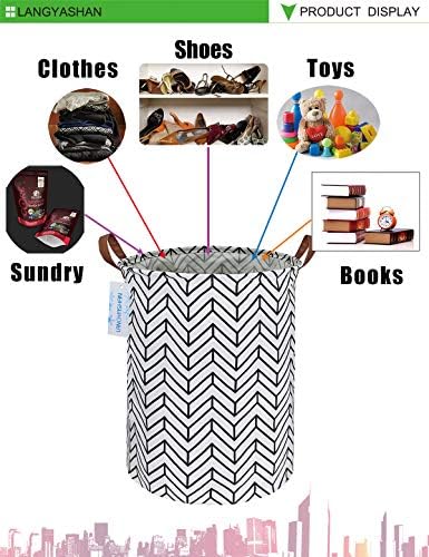 Round Laundry Basket Collapsible Storage Hamper Organizer Geometric Circle | Waterproof Canvas Foldable Baskets with sturdy Handles Multi-scene Organizer for Home Play Bedroom Gift Bin