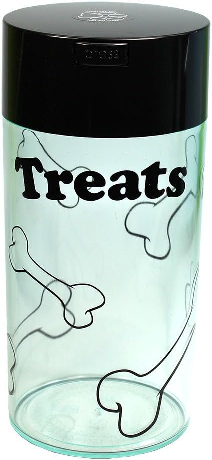 Tightpac Pawvac 5 to 24 Ounces Container, Airtight Pet Food and Treats Storage Jar - Patented Vacuum Seal Container for Pet Food, Treats and other Dry Goods - Clear with Treats