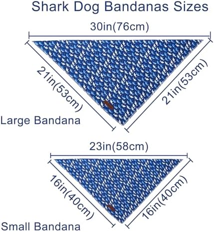 Blue Shark Dog Bandana, Spring Summer Puppy Bandana for Boy Male Dogs, Soft Cotton Pet Beach Triangle Bid Scarf Kerchief for Girl Boy Dogs or Cats