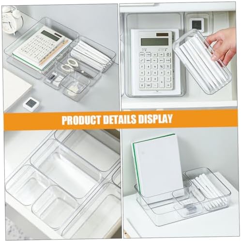 PRETYZOOM 1Set Clear Drawer Organizer Set Versatile Storage for Makeup Office Supplies and Bathroom Essentials Pet Material Stylish Transparent Design Multi