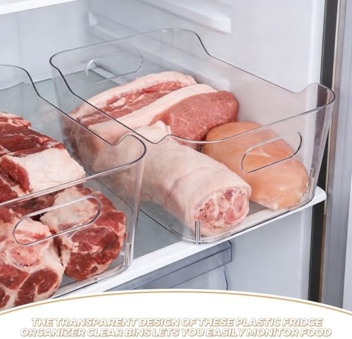 6pcs Organizer Bins Pet Refrigerator Storage Organizer for Kitchen | 9.84-inch Size, Cabinet Drawer Use, Condiments and Pantry Supplies, Space-saving Build, Easy Clean Surfaces